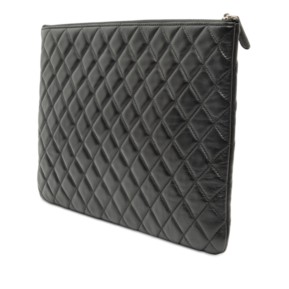 Pre-Loved Chanel Large Quilted Lambskin Double Stitch O Case Clutch - Picture 2 of 7